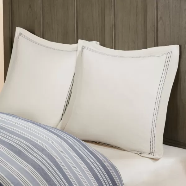 Comforters-Kirkland's Home Navy And Ivory Stripe 9-Pc. King Comforter Set Blue/White