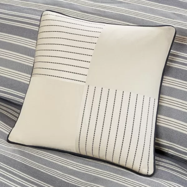 Comforters-Kirkland's Home Navy And Ivory Stripe 9-Pc. King Comforter Set Blue/White