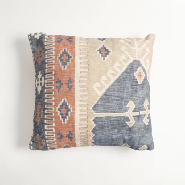 Pillows-Kirkland's Home Navy And Rust Vintage Bahiti Throw Pillow Blue/Ivory/Orange