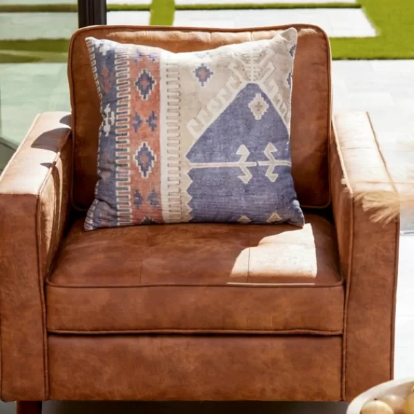 Pillows-Kirkland's Home Navy And Rust Vintage Bahiti Throw Pillow Blue/Ivory/Orange