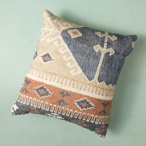 Pillows-Kirkland's Home Navy And Rust Vintage Bahiti Throw Pillow Blue/Ivory/Orange
