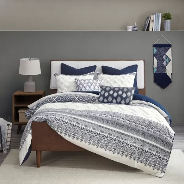 Duvets-Kirkland's Home Navy And White 3-Pc. California King Duvet Set Blue/White