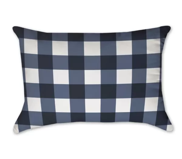 Pillows-Kirkland's Home Navy And White Buffalo Check Accent Pillow Blue/White