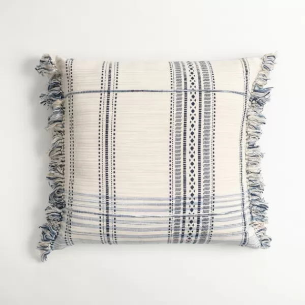 Pillows-Kirkland's Home Navy And White Plaid Reversible Throw Pillow Blue/White