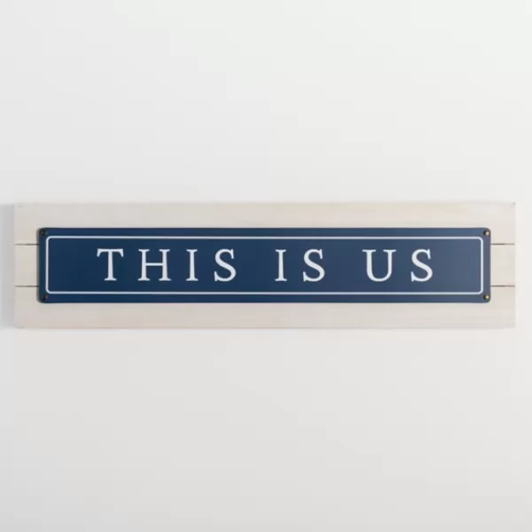 Wall Quotes & Signs-Kirkland's Home Navy And White This Is Us Wall Plaque Blue/White