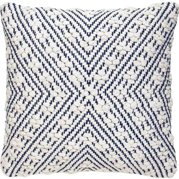 Pillows-Kirkland's Home Navy And White Woven Maze Pillow Blue/White