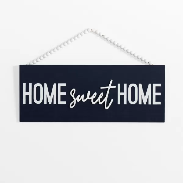 Wall Quotes & Signs-Kirkland's Home Navy Beaded Home Sweet Home Wall Plaque Blue/White