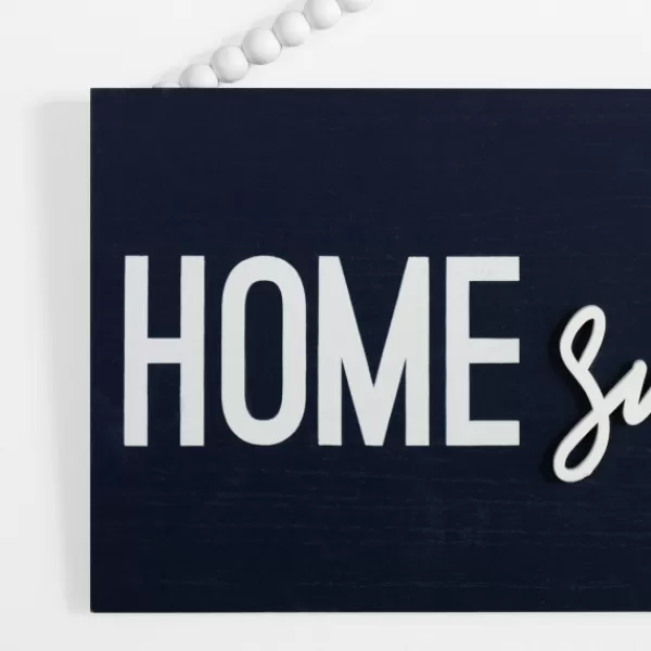 Wall Quotes & Signs-Kirkland's Home Navy Beaded Home Sweet Home Wall Plaque Blue/White