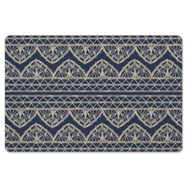 Kitchen & Floor Mats-Kirkland's Home Navy Boho Lace Pattern Floor Mat Blue