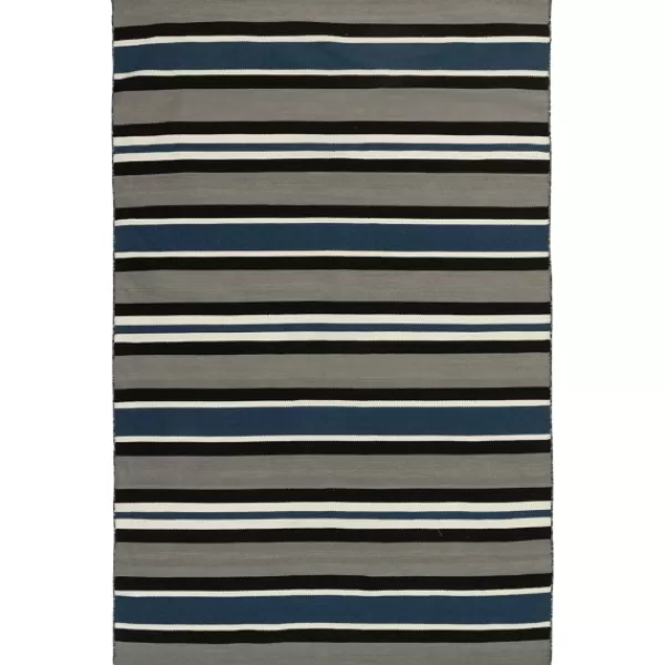 Outdoor Rugs-Kirkland's Home Navy Bold Stripe Indoor/Outdoor Area Rug, 5X7 Blue/Gray