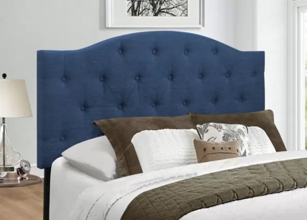 Beds & Headboards-Kirkland's Home Navy Bryne Button Tufted Full/Queen Headboard Blue