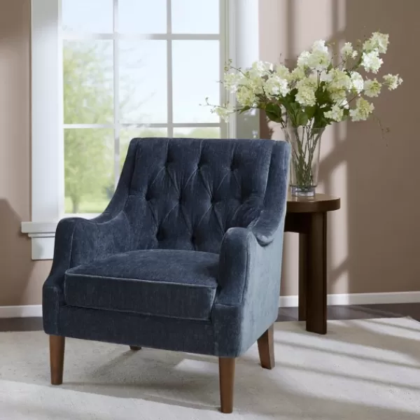 Accent Chairs-Kirkland's Home Navy Button Tufted Accent Chair Blue