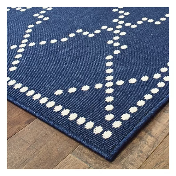 Outdoor Rugs-Kirkland's Home Navy Caden Outdoor Area Rug, 5X7 Blue/White