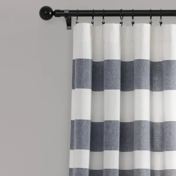 Curtains & Drapes-Kirkland's Home Navy Cape Cod Stripe Curtain Panel Set, 84 In. Blue/White