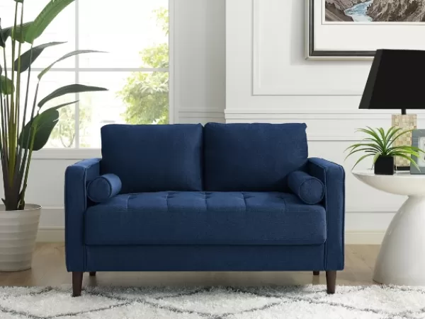 Sofas & Loveseats-Kirkland's Home Navy Chelsea Modern Loveseat Blue