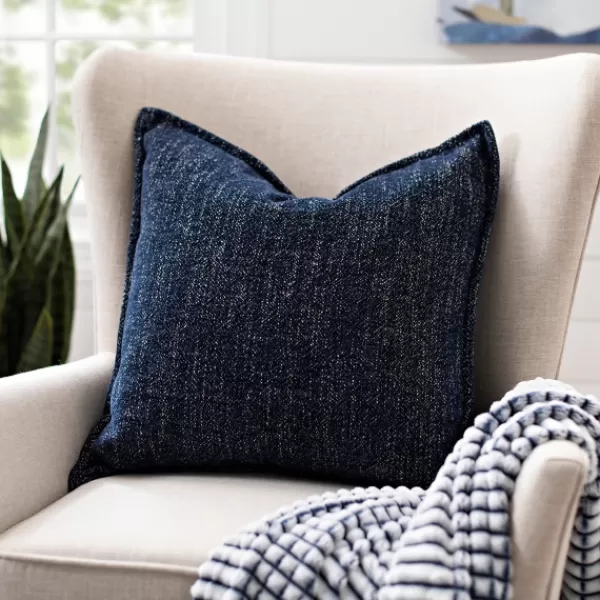 Pillows-Kirkland's Home Navy Chenille Texture Flange Pillow, 22 In. Blue