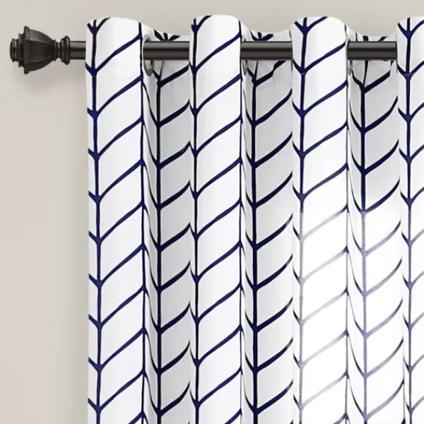 Curtains & Drapes-Kirkland's Home Navy Chevron 2-Pc. Panel Curtain Set, 84 In. White/Blue