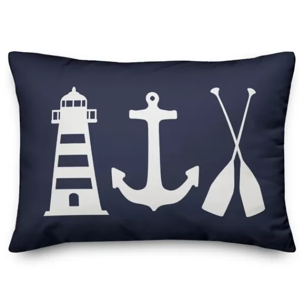 Pillows-Kirkland's Home Navy Coastal Symbols Pillow Blue