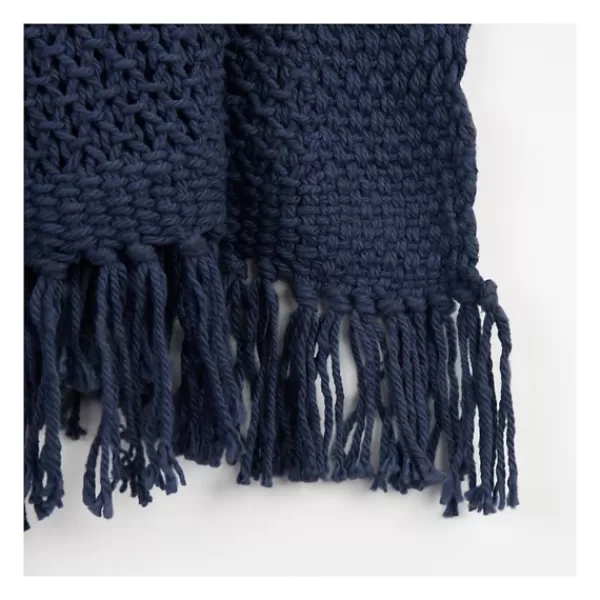 Blankets & Throws-Kirkland's Home Navy Cotton Tassel Throw Blue