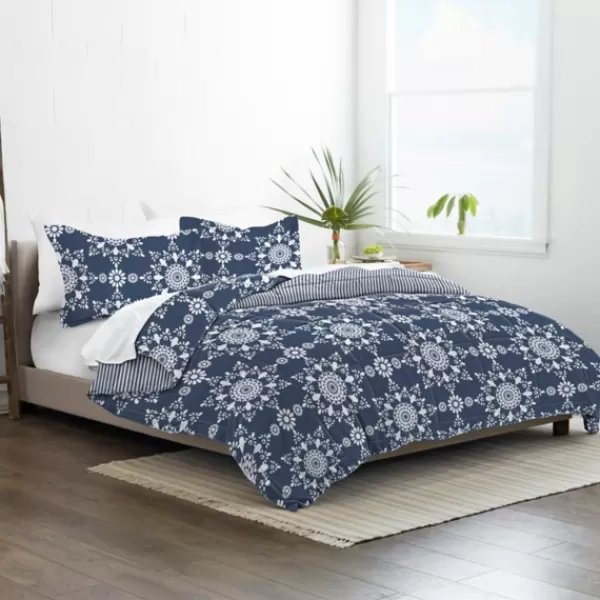 Comforters-Kirkland's Home Navy Daisy Medallion King 3-Pc. Comforter Set Blue