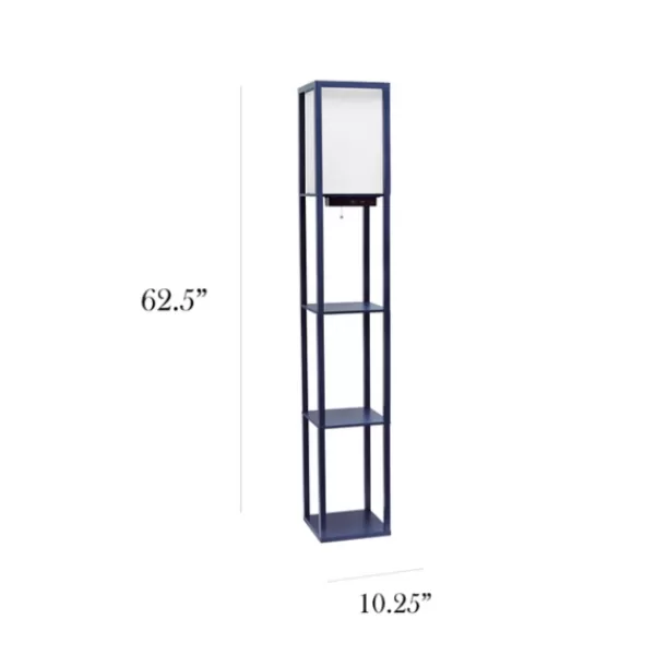 Floor Lamps-Kirkland's Home Navy Etagere Shelf Charging Floor Lamp Blue