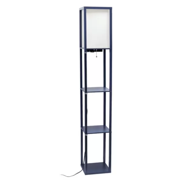 Floor Lamps-Kirkland's Home Navy Etagere Shelf Charging Floor Lamp Blue