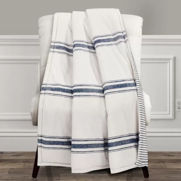 Blankets & Throws-Kirkland's Home Navy Farmhouse Stripe Throw Blue