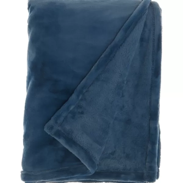 Blankets & Throws-Kirkland's Home Navy Faux Sheared Mink Throw Blue