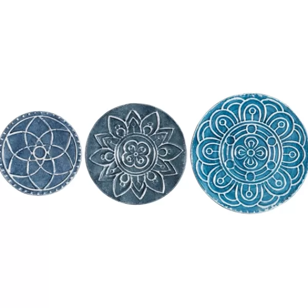 Wall Plaques-Kirkland's Home Navy Floral Metal Plate Wall Plaques, Set Of 3 Blue