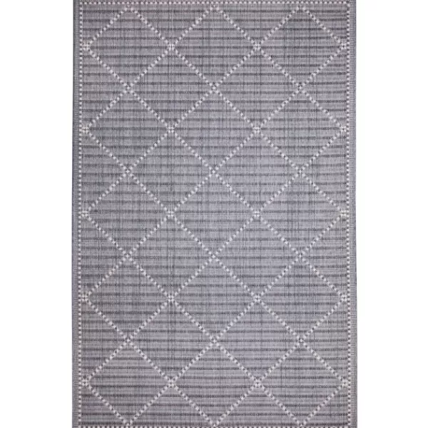 Outdoor Rugs-Kirkland's Home Navy Geo Lattice Outdoor Area Rug, 4X7 Blue