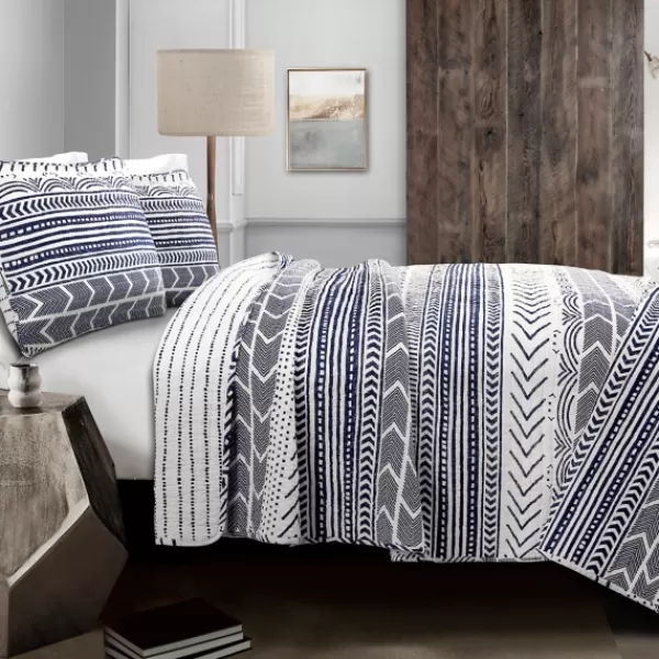 Quilts-Kirkland's Home Navy Geometric 3-Pc. King Quilt Set Blue/White