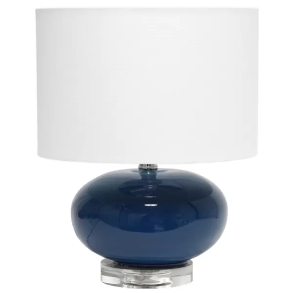 Table Lamps-Kirkland's Home Navy Glass Short Oval Table Lamp Blue