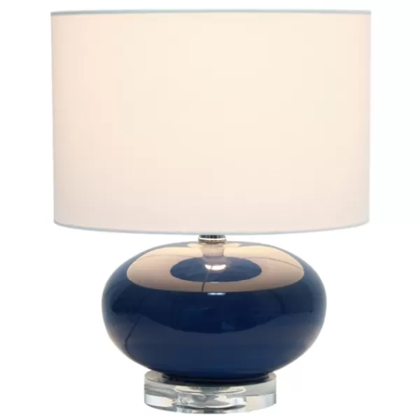 Table Lamps-Kirkland's Home Navy Glass Short Oval Table Lamp Blue