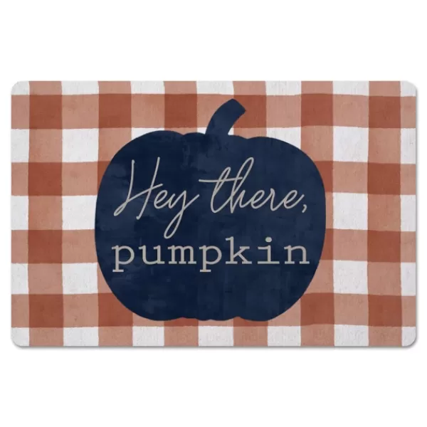 Kitchen & Floor Mats-Kirkland's Home Navy Hey There Pumpkin Floor Mat Orange