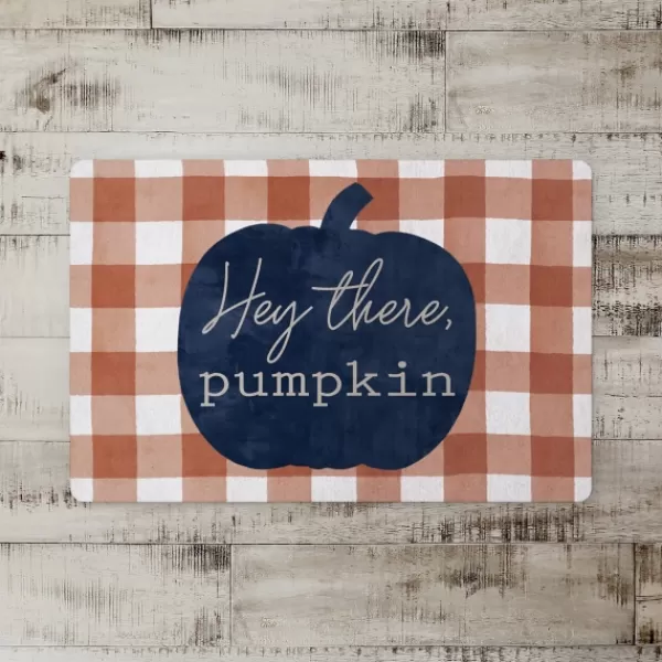 Kitchen & Floor Mats-Kirkland's Home Navy Hey There Pumpkin Floor Mat Orange