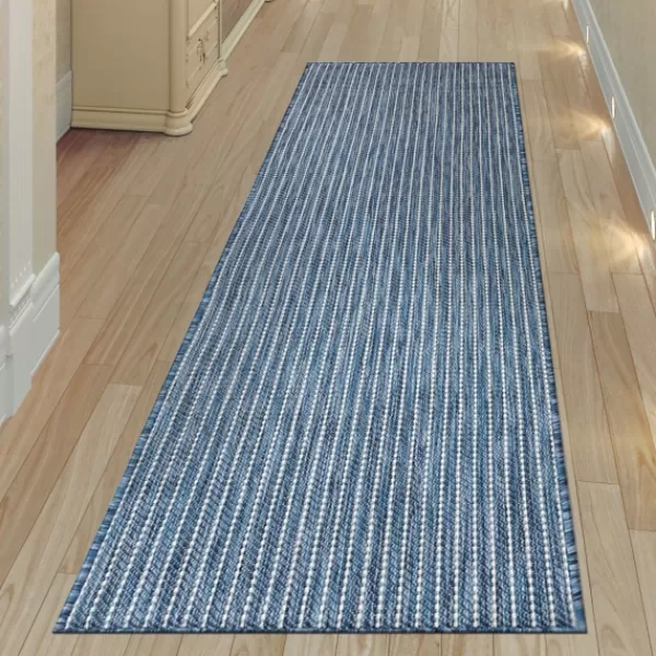 Outdoor Rugs-Kirkland's Home Navy Intertwine Indoor/Outdoor Runner Blue