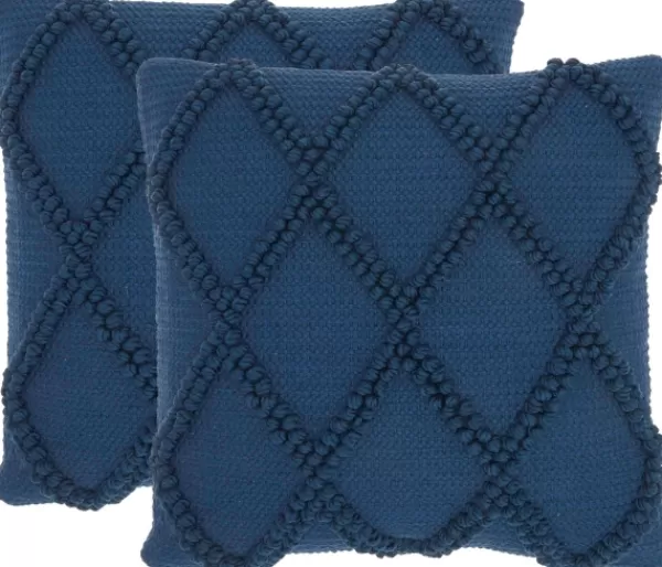 Pillows-Kirkland's Home Navy Knotted Lattice Throw Pillows, Set Of 2 Blue