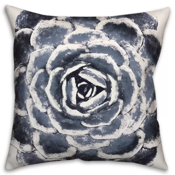 Pillows-Kirkland's Home Navy Large Succulent Pillow Blue