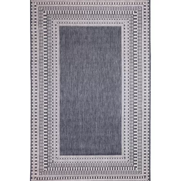 Outdoor Rugs-Kirkland's Home Navy Linear Macy Indoor/Outdoor Area Rug, 6X9 Blue