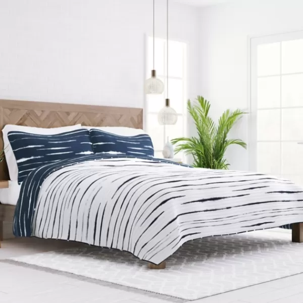 Quilts-Kirkland's Home Navy Linear Reversible 2-Pc. Twin Quilt Set Blue/White