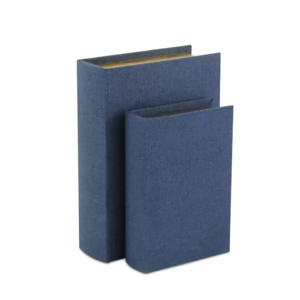 Baskets & Boxes-Kirkland's Home Navy Linen Book Boxes, Set Of 2 Blue