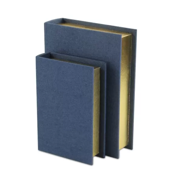 Baskets & Boxes-Kirkland's Home Navy Linen Book Boxes, Set Of 2 Blue