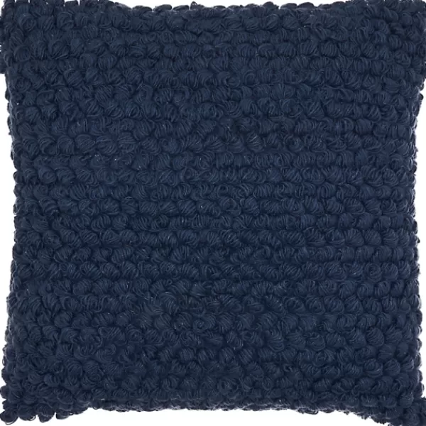 Pillows-Kirkland's Home Navy Looped Yarn Wool Pillow Blue