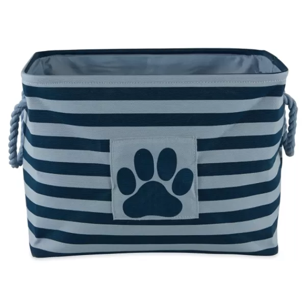 Baskets & Boxes-Kirkland's Home Navy Paw Patch Stripe Rectangle Pet Basket Blue