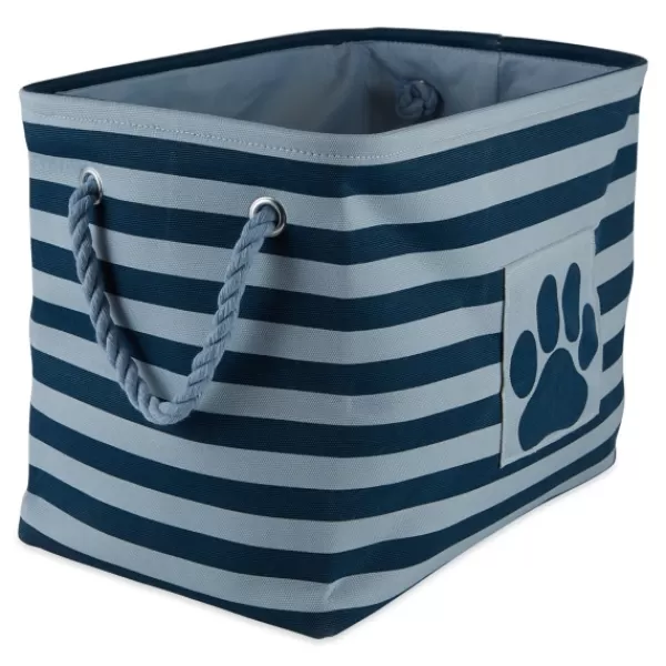 Baskets & Boxes-Kirkland's Home Navy Paw Patch Stripe Rectangle Pet Basket Blue