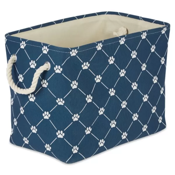 Baskets & Boxes-Kirkland's Home Navy Paw Trellis Rectangle Basket, 14 In. Blue