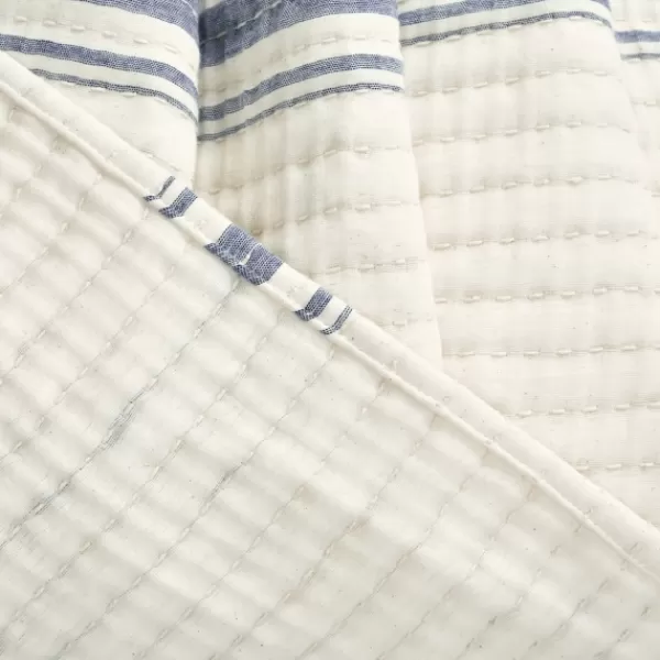 Blankets & Throws-Kirkland's Home Navy Pick Stitch Stripe Decorative Throw Blue/White