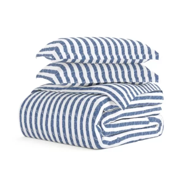 Duvets-Kirkland's Home Navy Rugged Stripe 2-Pc. Twin Duvet Cover Set Blue/White