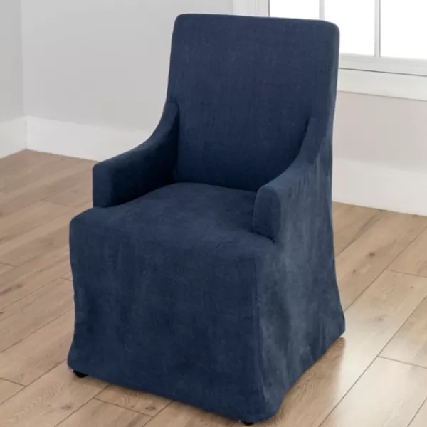 Dining Chairs-Kirkland's Home Navy Slipcover Captain Dining Chair Blue