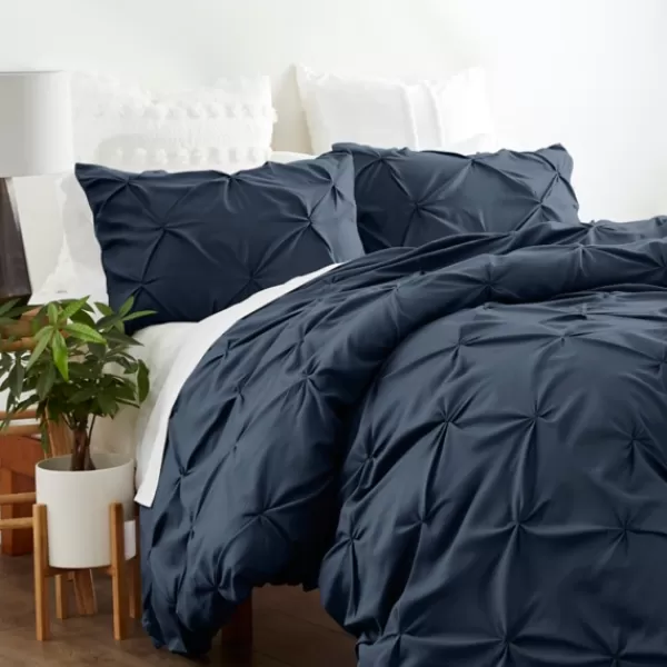 Duvets-Kirkland's Home Navy Soft Pinched 3-Pc. Twin Duvet Cover Set Blue